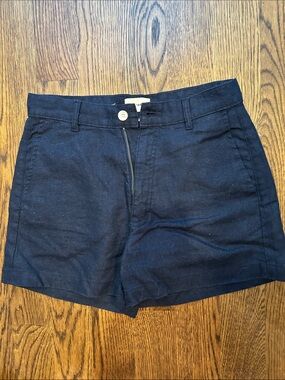 DL1961 Navy High-Rise Linen Blend Shorts